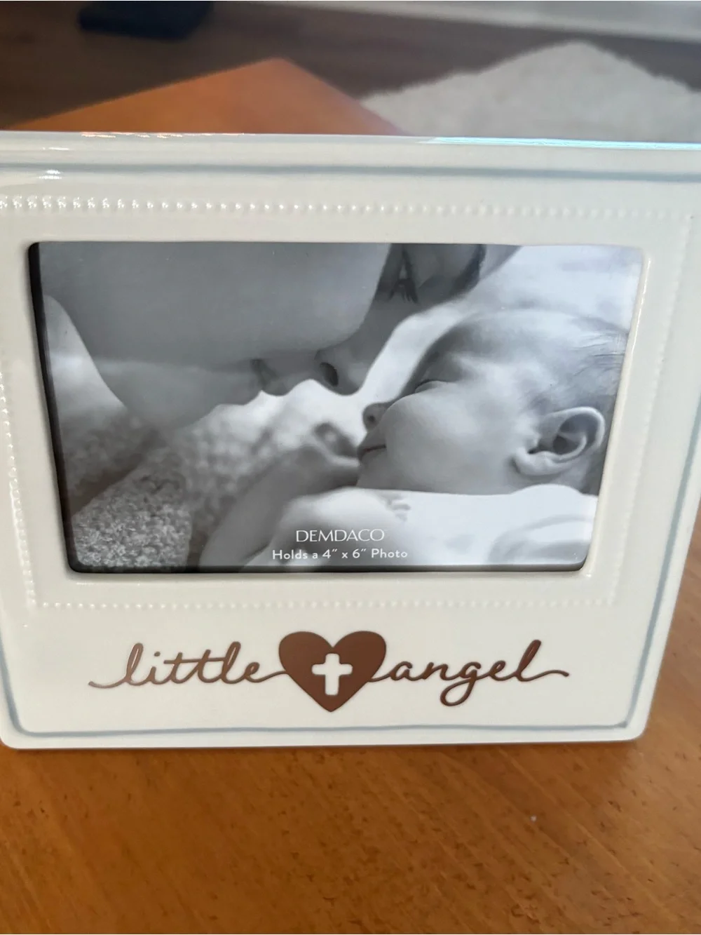 Demdaco White Little Angel Photo Frame with Heart Cross Accent